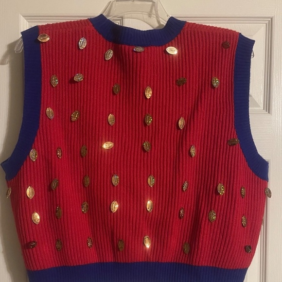 Queen of Sparkles “Down, Set, Sparkle” Sweater Vest~Red & Navy~Size M~NWOT - Picture 4 of 4